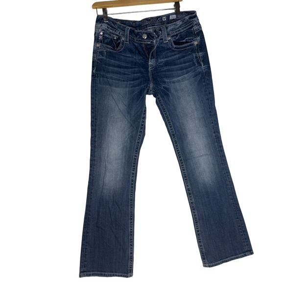 Miss Me Jeans Easy Boot Style JES871EL Women's Size 30 Blue Denim Rhinestone - Picture 2 of 7